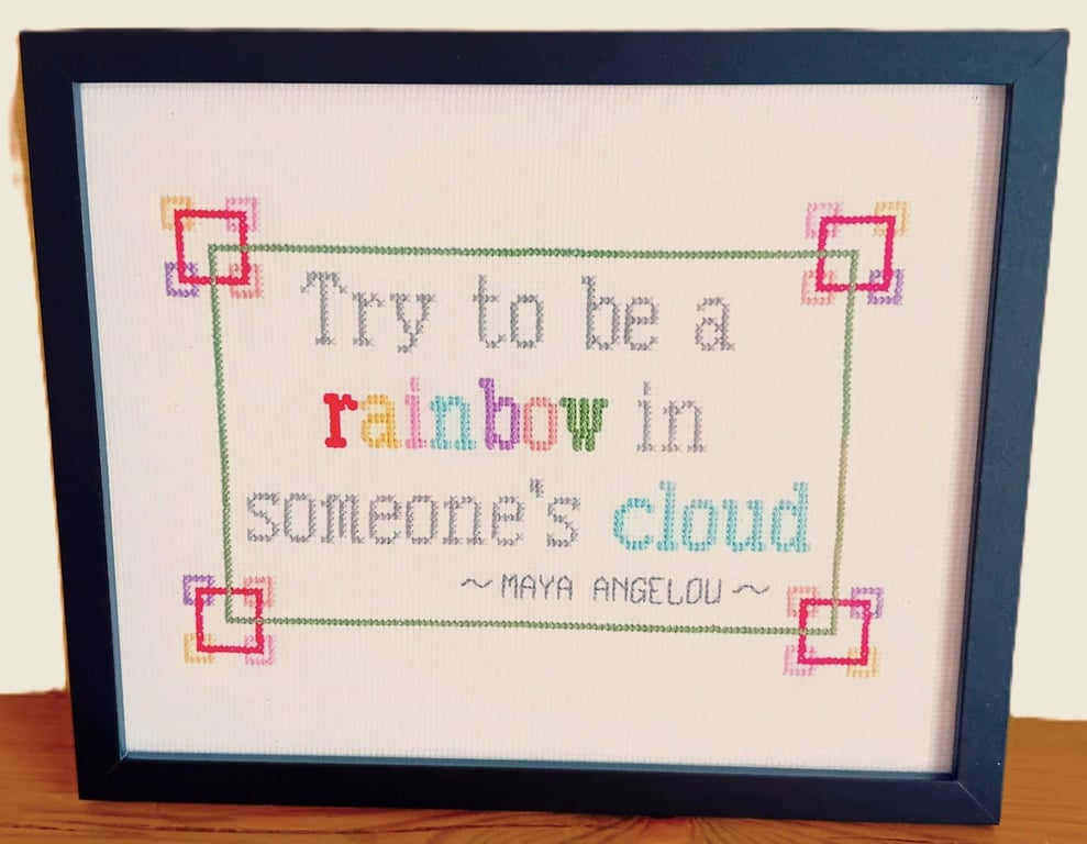 Maya Angelou framed inspirational quote in Cross Stitch