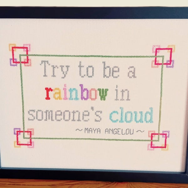 Maya Angelou framed inspirational quote in Cross Stitch
