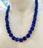 Hand knotted Electric blue barrel beaded necklace  - Image 6