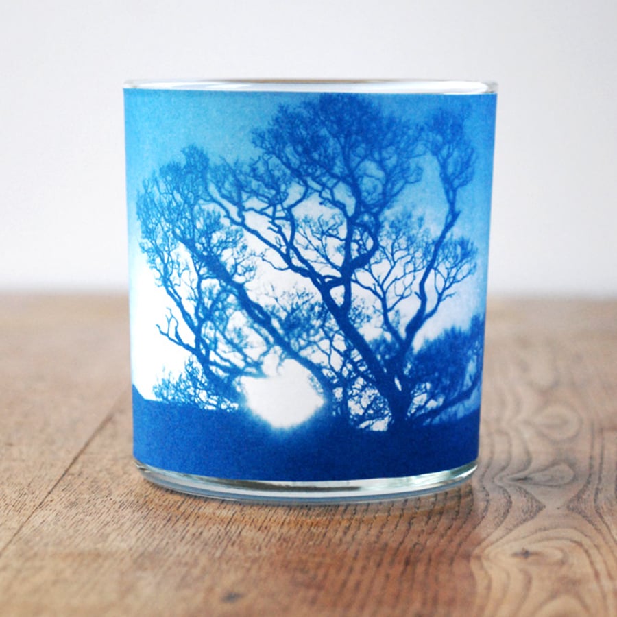 Tree silhouette candle holder