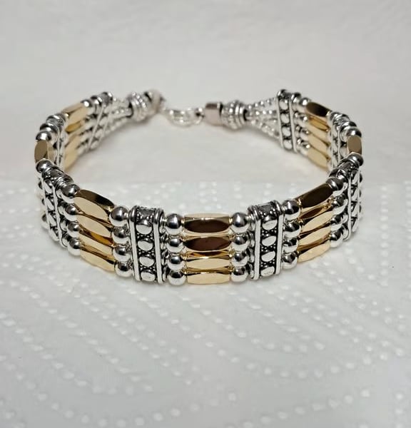 Leather Gold Silver Gate Bracelet