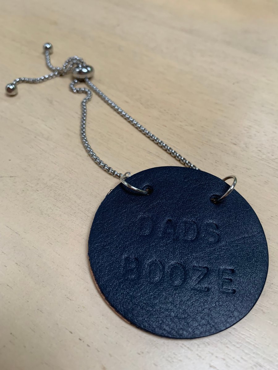 Leather decanter bottle tag label dads booze