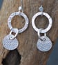 Silver Flower Hoop Drop Earrings, Handmade Silver Jewellery - Image 5