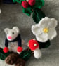 Wreath Decoration - White Mouse in Winter design - Image 3