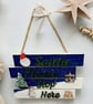 “Santa Please Stop Here” Handcrafted Wooden Christmas Sign 