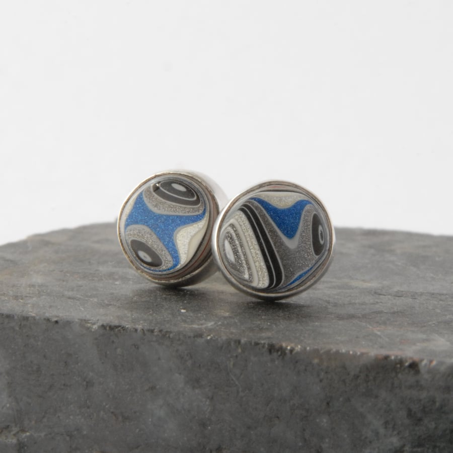 Super sparkly 90s fordite sterling silver stud earrings