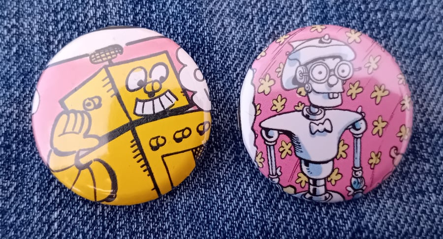 Vintage Comic Badge – Robots
