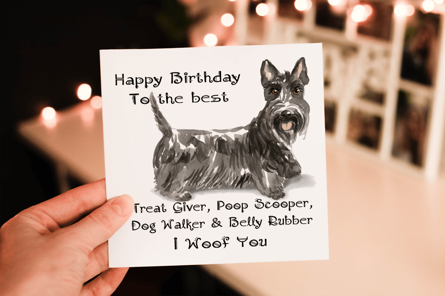 Scottish Terrier Dog Birthday Card, Dog Birthday Card, Personalized Dog Breed