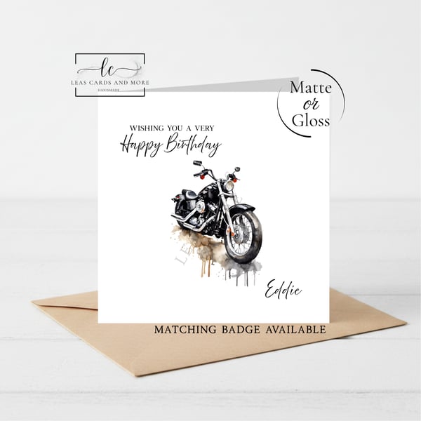 Black Motorbike Happy Birthday Card