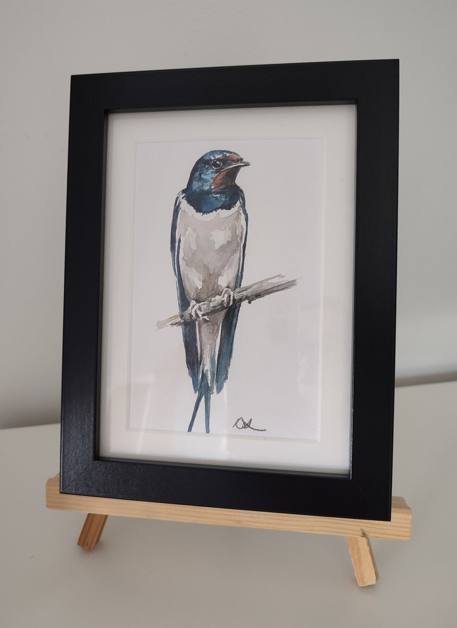 Original watercolour swallow 