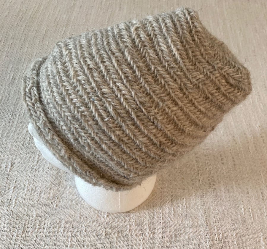 Nalbinding Hat  Icelandic Wool Light Grey Med 65 cm