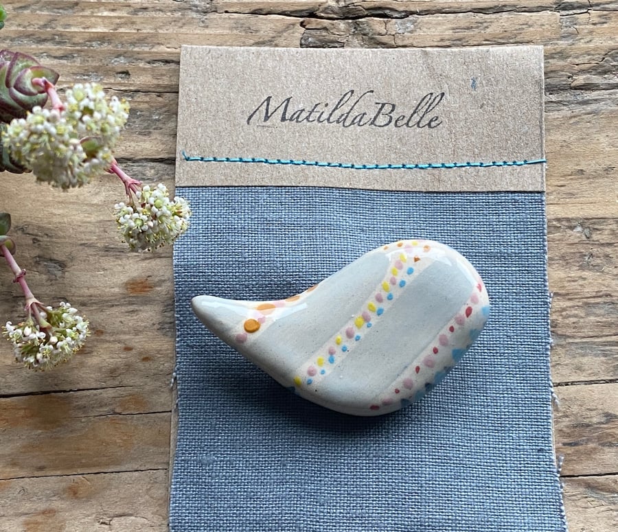 Handmade Ceramic Birdy Brooch