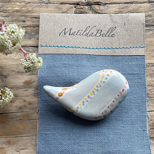 Handmade Ceramic Birdy Brooch