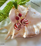 Murano Glass & Eco Bamboo Red Coral Gold Vermeil Earrings  - Image 4