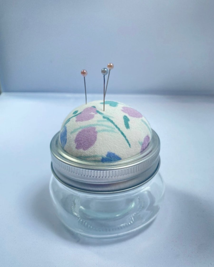 Mason jar pin cushion storage hijab pin organiser