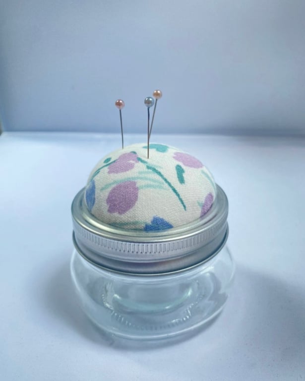 Mason jar pin cushion storage hijab pin organiser