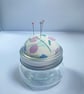 Mason jar pin cushion storage hijab pin organiser