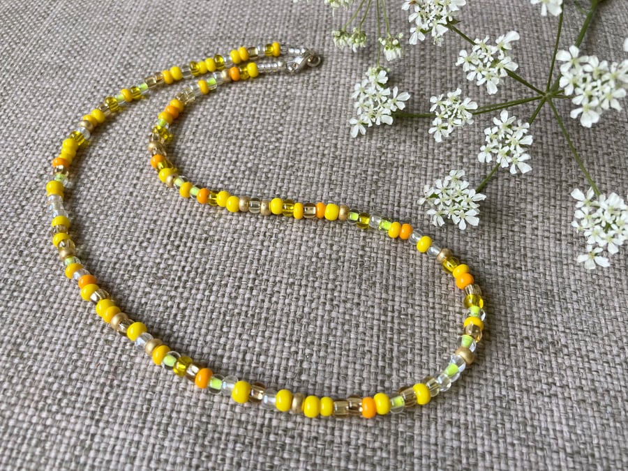 Citrus yellow & orange beaded necklace