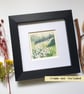 Miniature landscape painting - Green hill with white flowers - Image 8