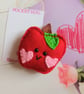 Hand sewn 'apple' pocket hug and pocket hug card,letterbox gift (red)