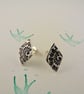 Silver tulip pattern ear studs - Image 3
