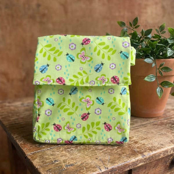 Ladybird and Butterfly Handmade Insulated Lunch bag 