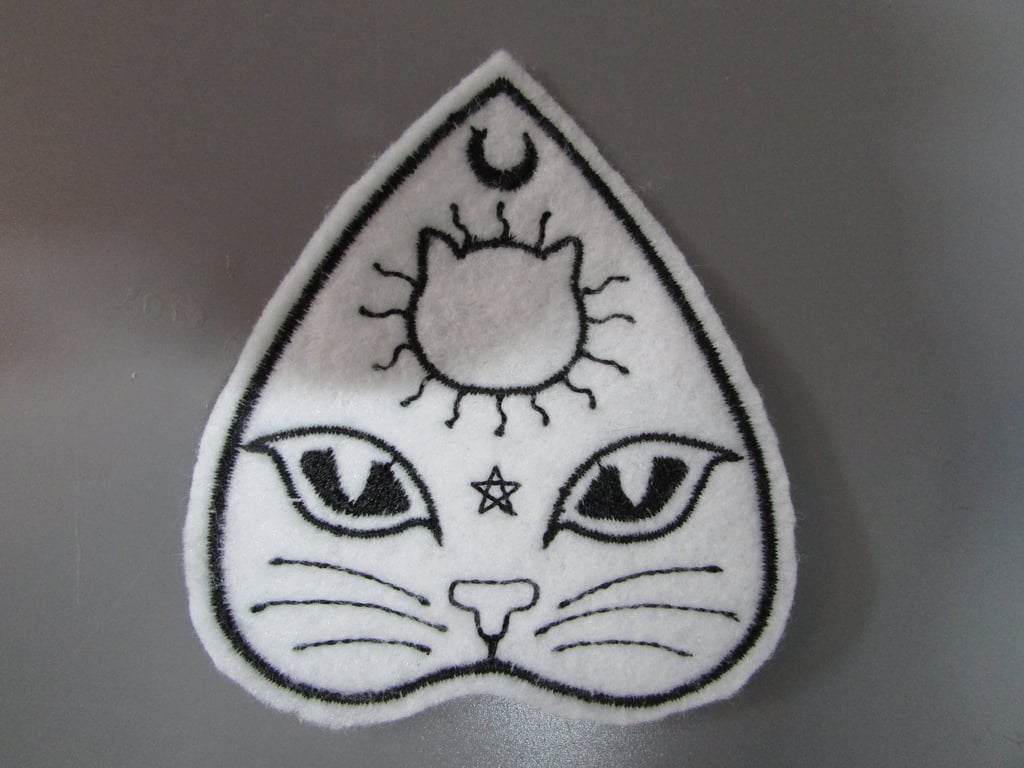 Mystic Cat Planchette Embroidered Sew on Applique Patch