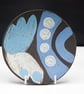 White, Blue Decorative Dish, Black Clay and Underglaze