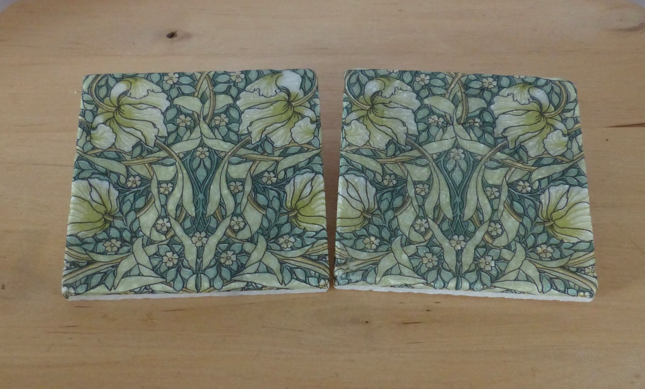 Marble 'William Morris' Design Coasters