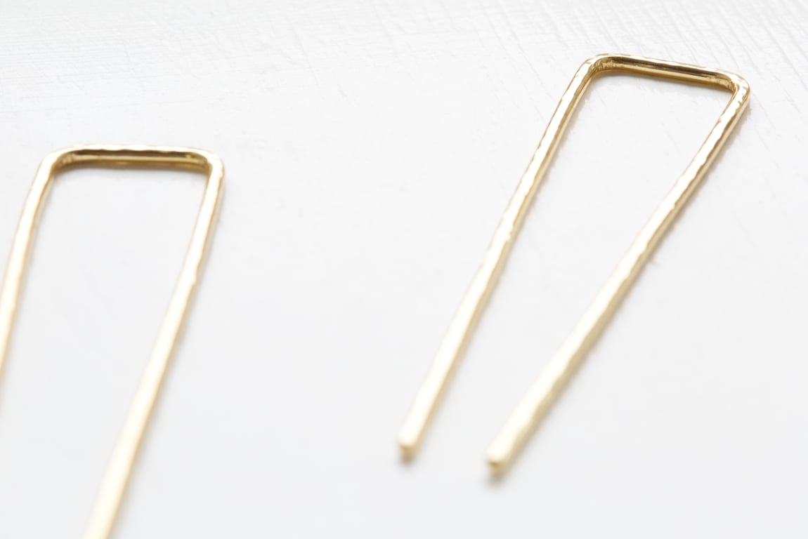 Handmade Solid Brass Flat Square Hair Fork - Set of 2