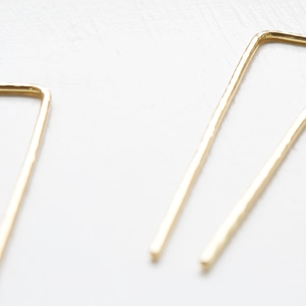 Handmade Solid Brass Flat Square Hair Fork - Set of 2