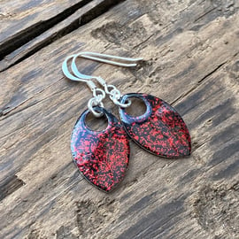 Black & Red Glitter Enamel Scale Earrings