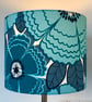 Retro BIG Floral Flower Lampshade 70s 60s BORAS Blue Teal Grey vintage fabric - Image 2
