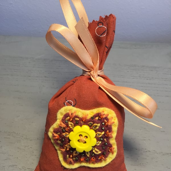 Hand Embroidered Sunshine Lavender Bag 