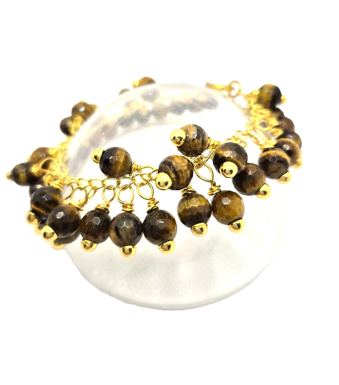 Tiger's Eye bubble bracelet with gold plated chain