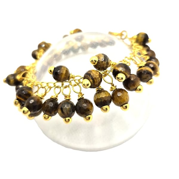 Tiger's Eye bubble bracelet with gold plated chain