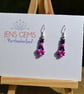 Black and Vibrant Pink Beadwork Earrings - Image 2