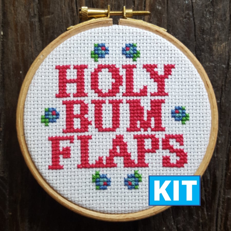 Holy Bum Flaps Cross Stitch Kit on Folksy