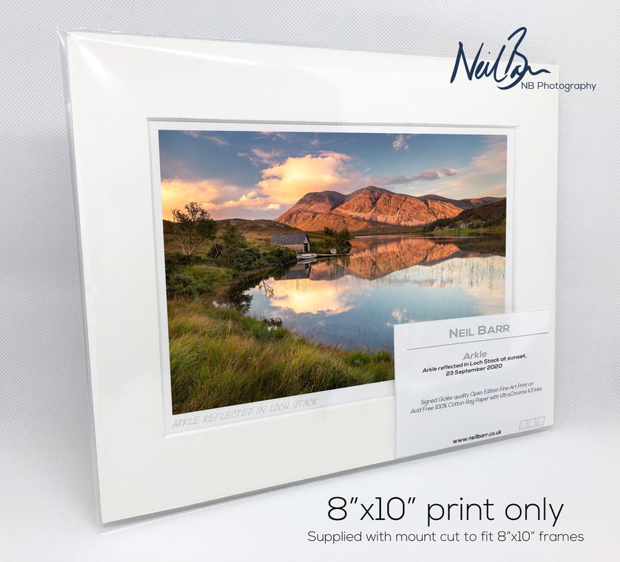 Arkle & Loch Stack, Sutherland, Scotland - A5 (10" x 8") Unframed Print