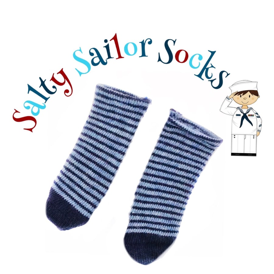 Salty Sailor Socks - Navy and White Stripes