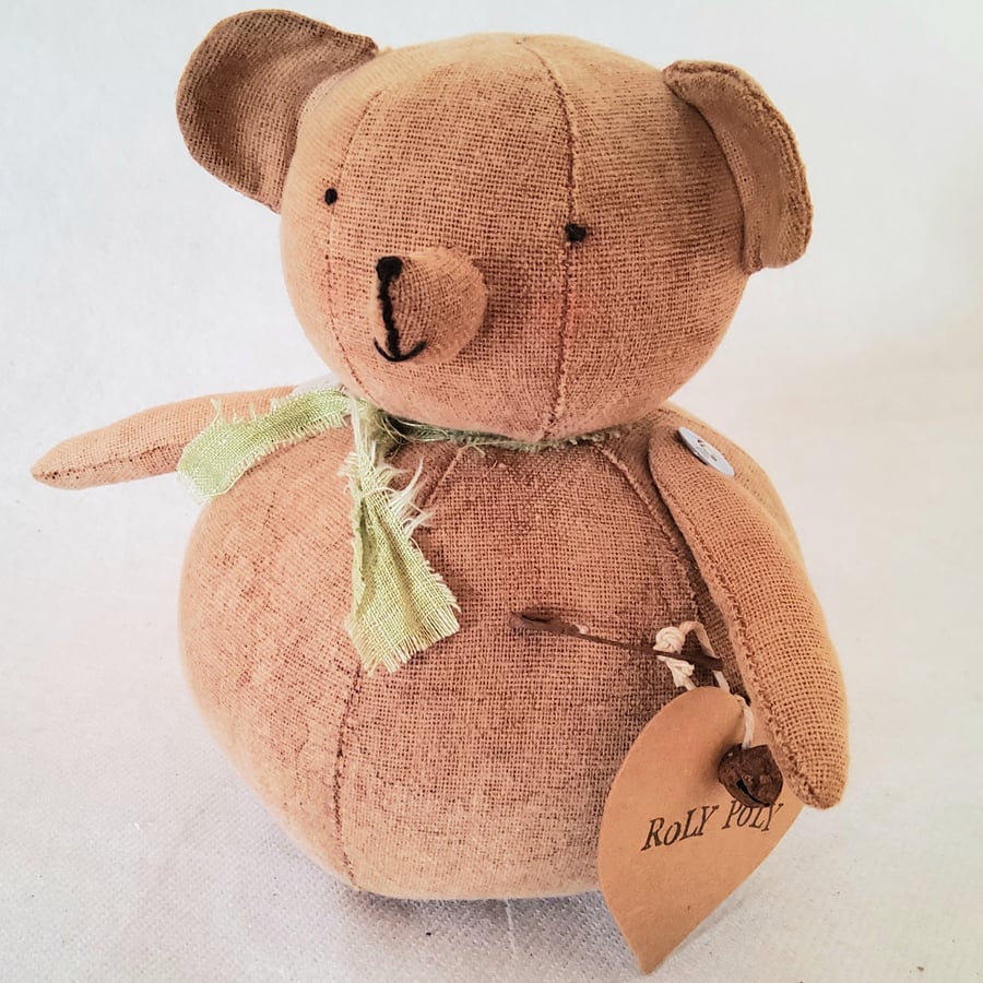 Roly Poly Primitive textile teddy bear