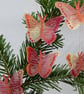 Embroidered Red Butterfly Decorations: Metallic Gold Tree Ornaments (Set of 5)