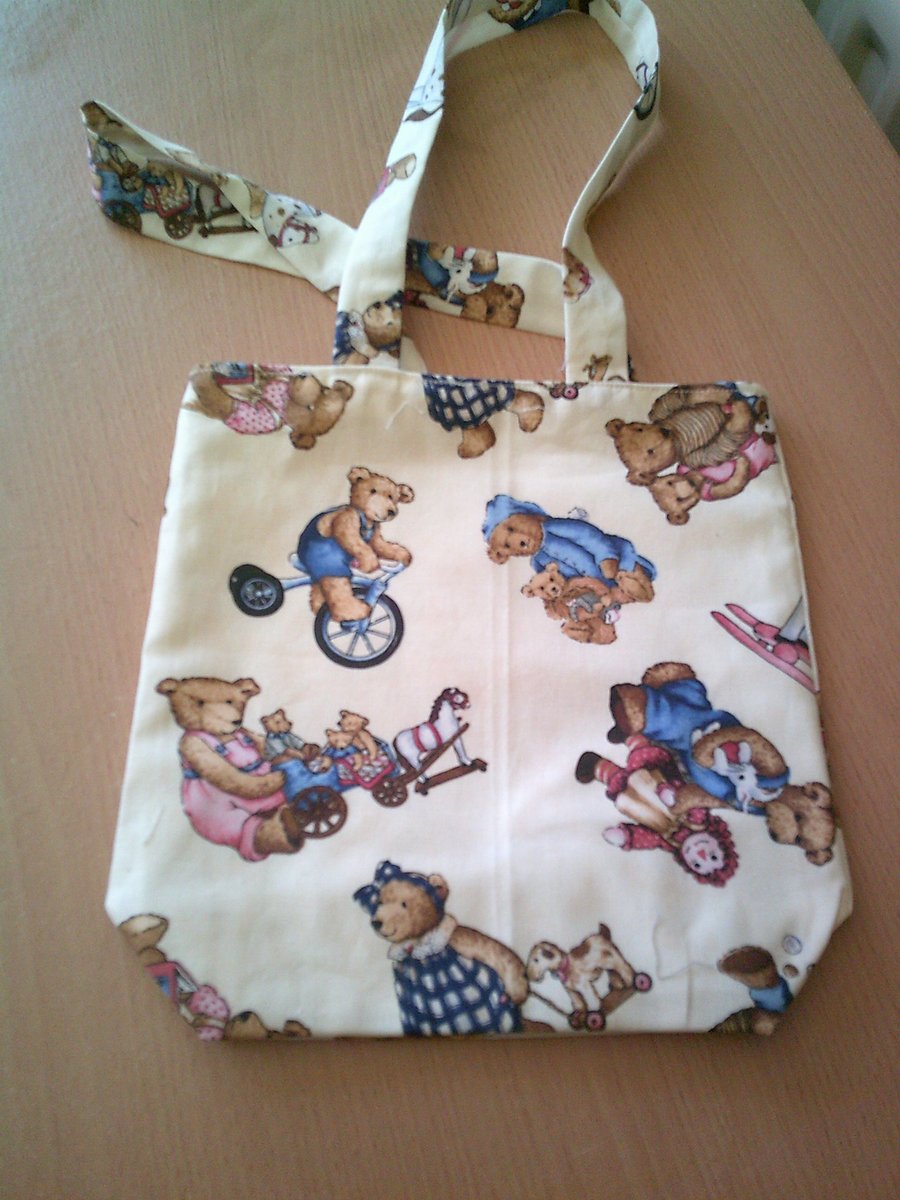 Teddy Bears Playing Fabric Bag