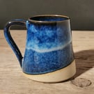 Ceramic mug – handmade, wheel thrown, with deep sea blue glaze