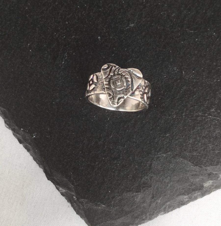 OOAK Fine silver steampunk ring
