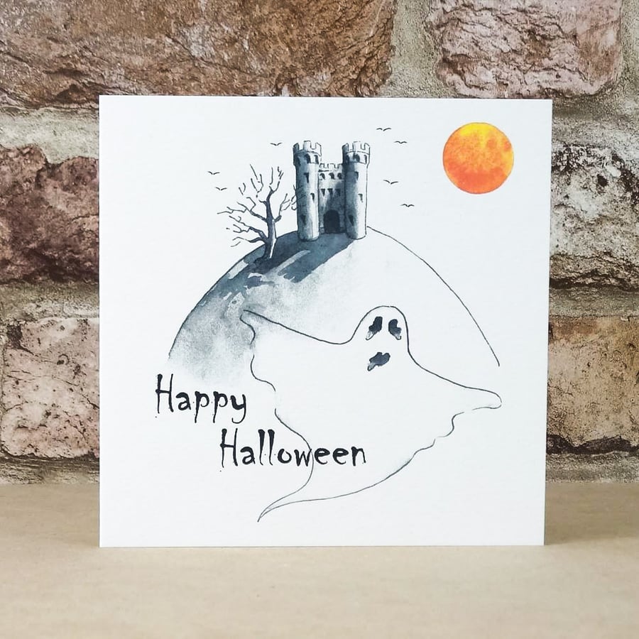 Halloween Card Ghost Castle eco friendly