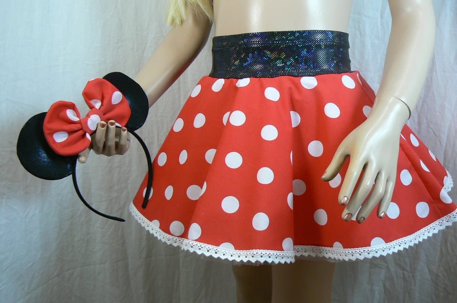 Minnie mouse inspired skirt and headband ears