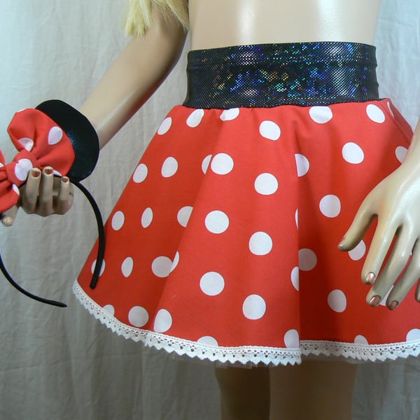 Minnie mouse inspired skirt and headband ears