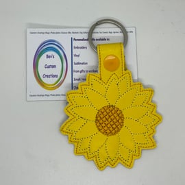 Embroidered Sunflower Keyring