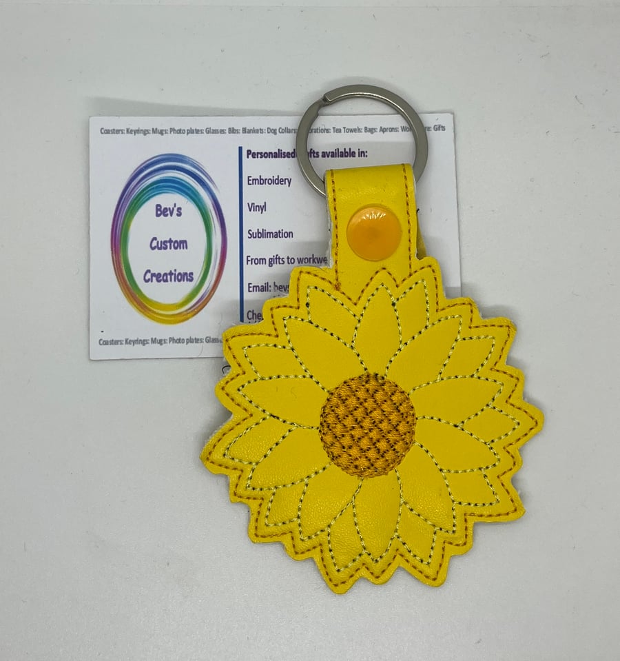 Embroidered Sunflower Keyring